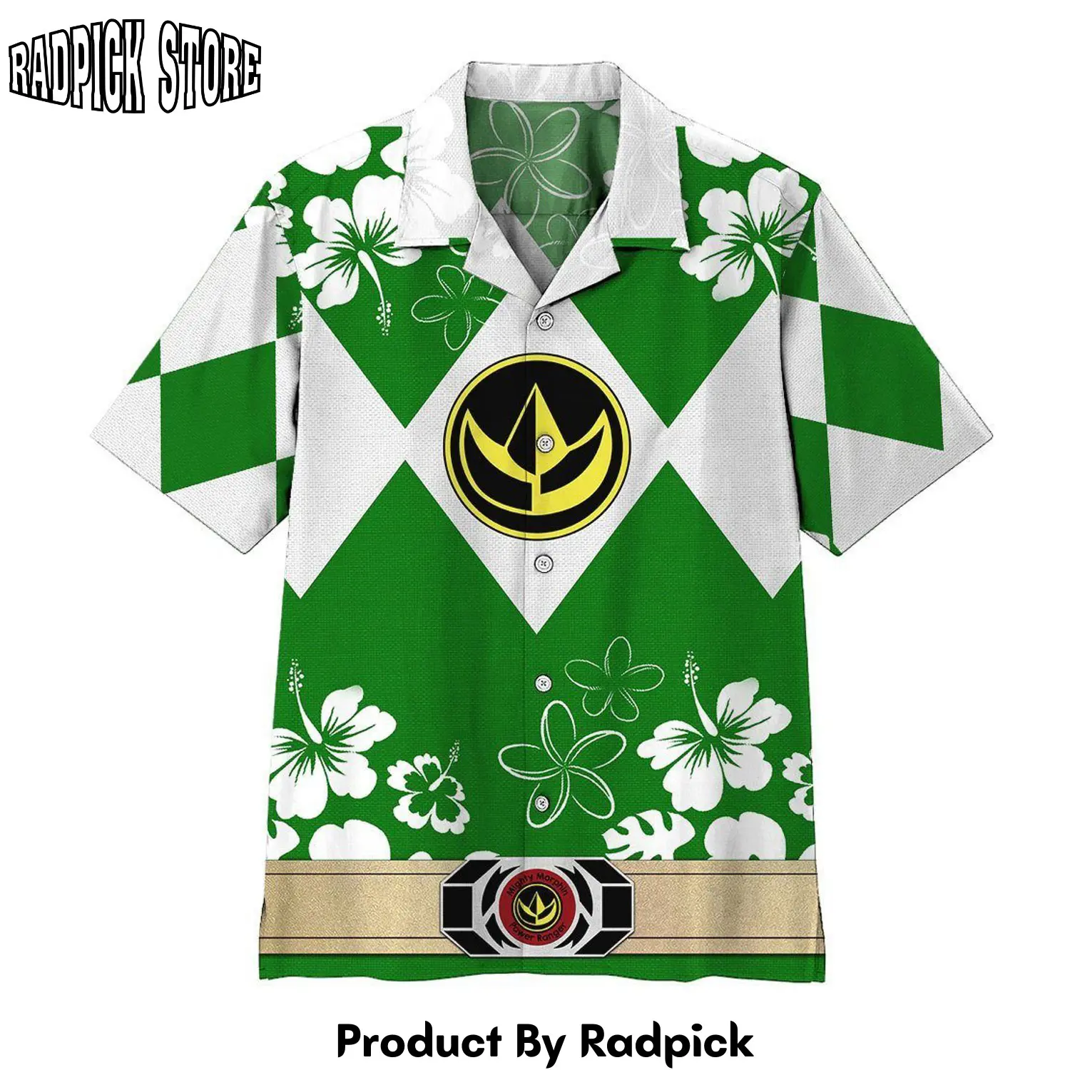 Radpick 3d mighty morphin power ranger green hawaii shirt rp292547
